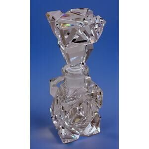 Perfume Bottle w Stopper West Germany Brilliant Cut Crystal Beveled 5"